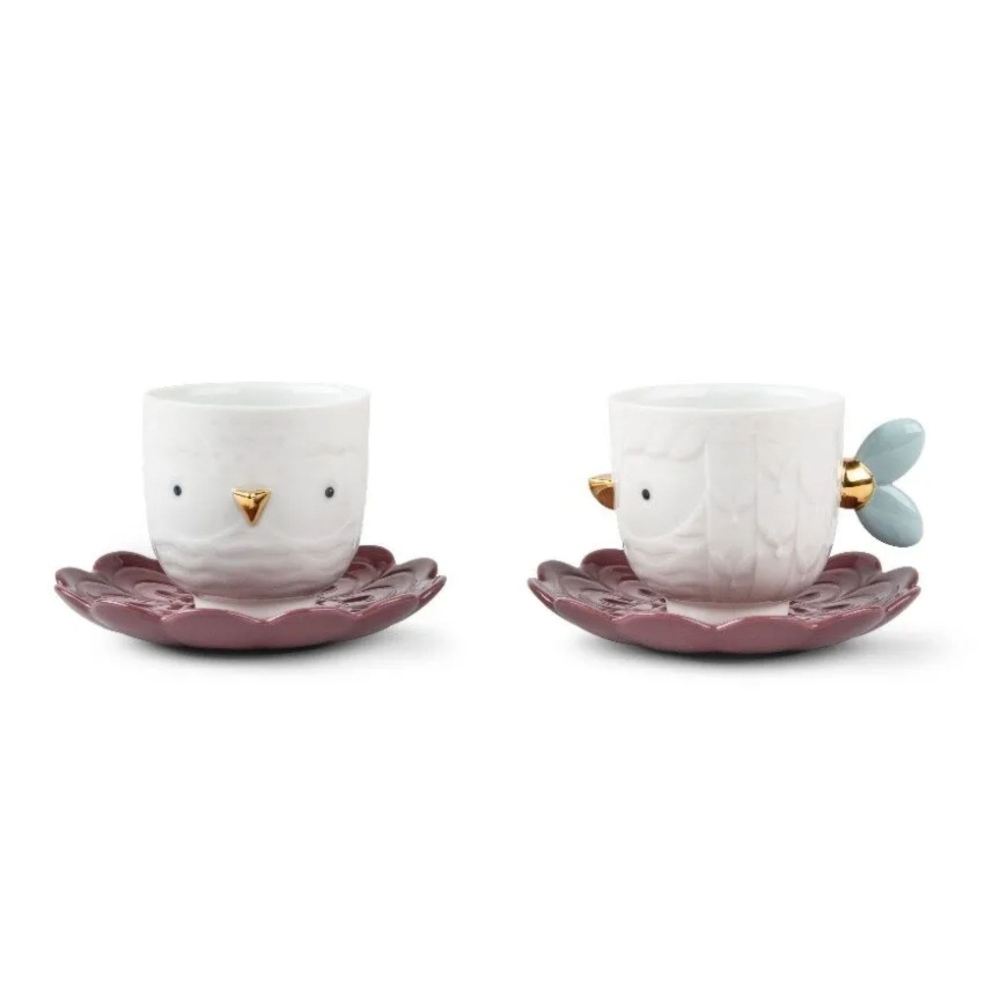 Lladró Kawki Set of 2 Cups with Saucers