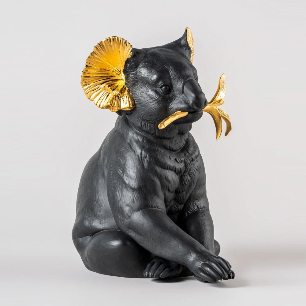 Lladrò Koala Porcelain Sculpture Black-Gold - Limited Edition