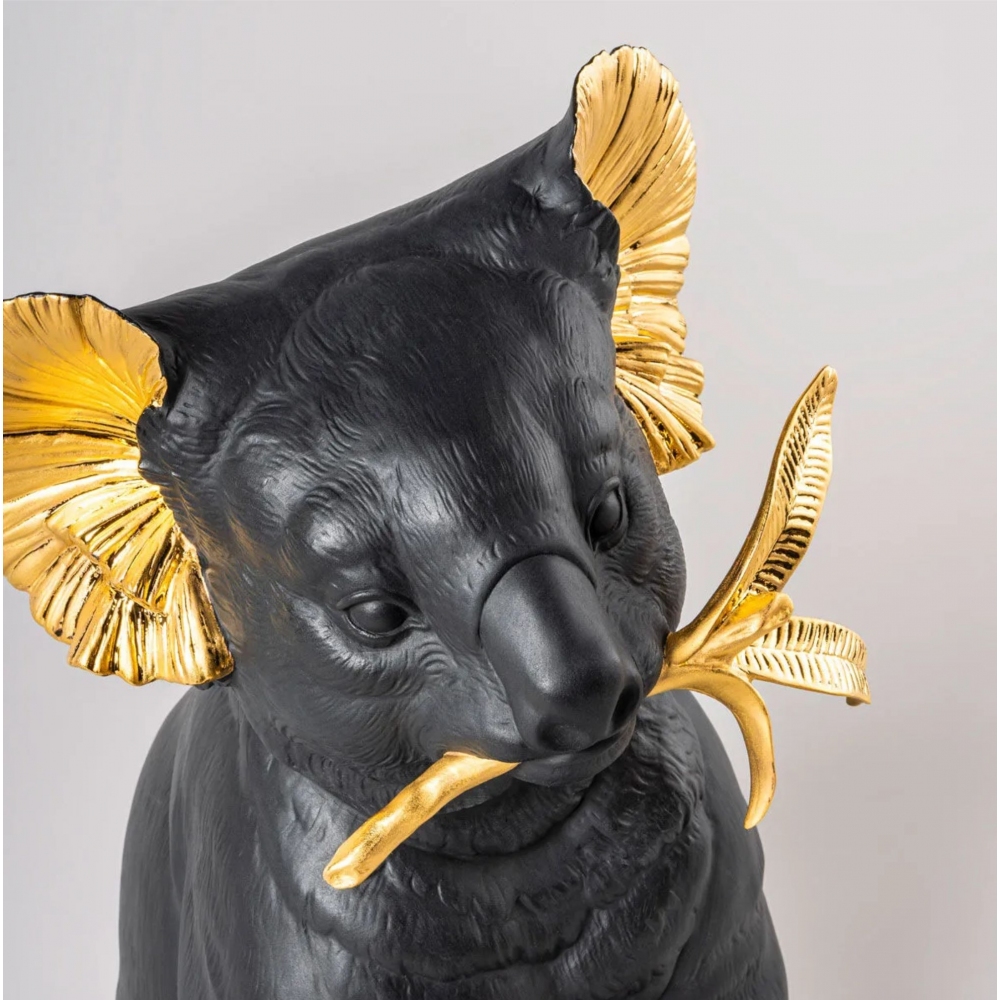 Lladrò Koala Porcelain Sculpture Black-Gold - Limited Edition
