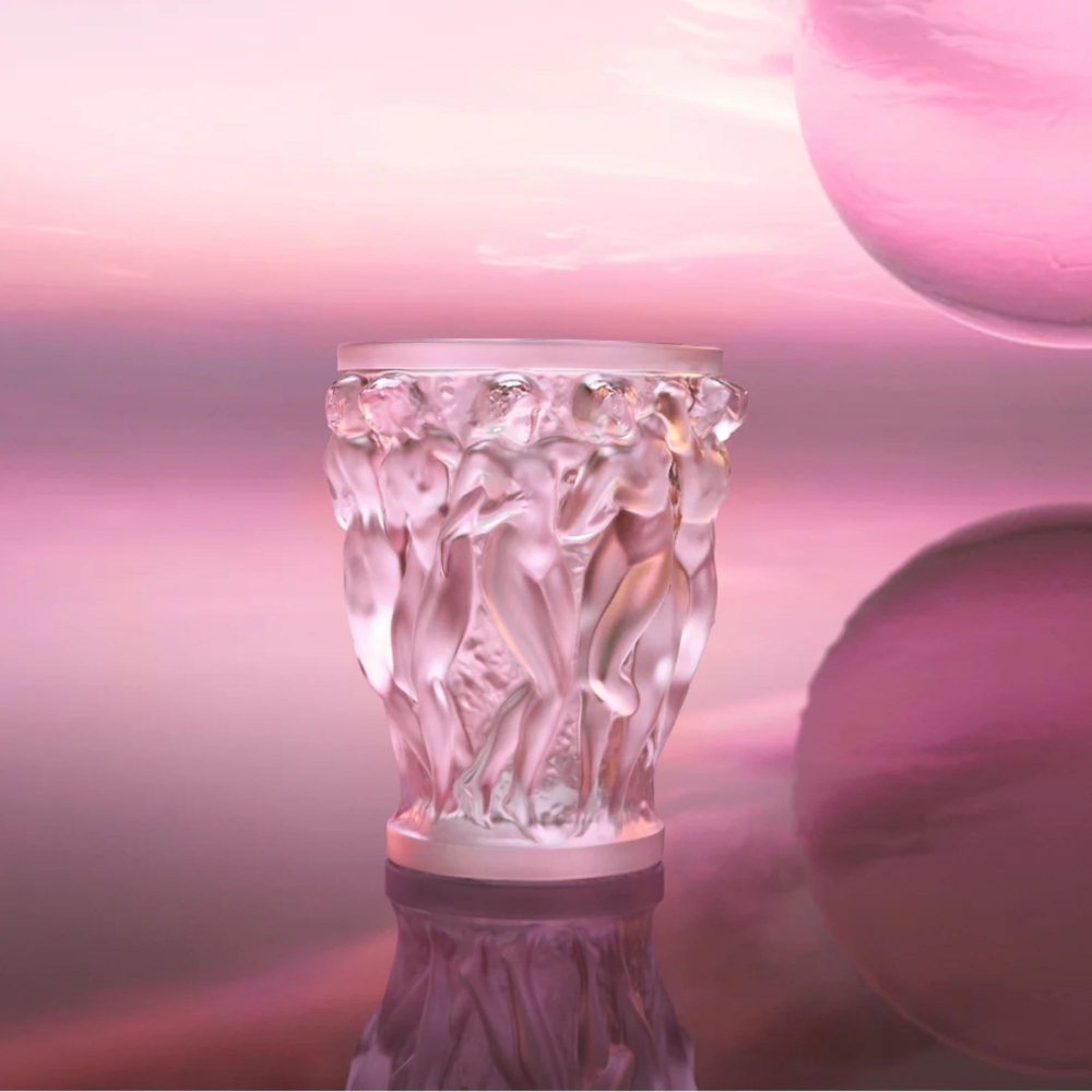 Lalique Bacchantes Lustré Rose Crystal Vase