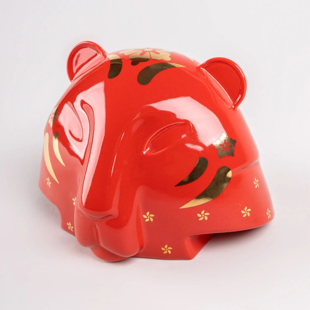 Lladrò The Tiger Red-Gold Porcelain Sculpture