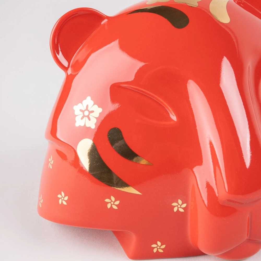 Lladrò The Tiger Red-Gold Porcelain Sculpture