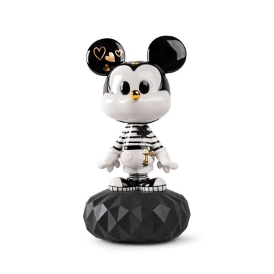 Lladrò Mickey Black and White Porcelain Sculpture
