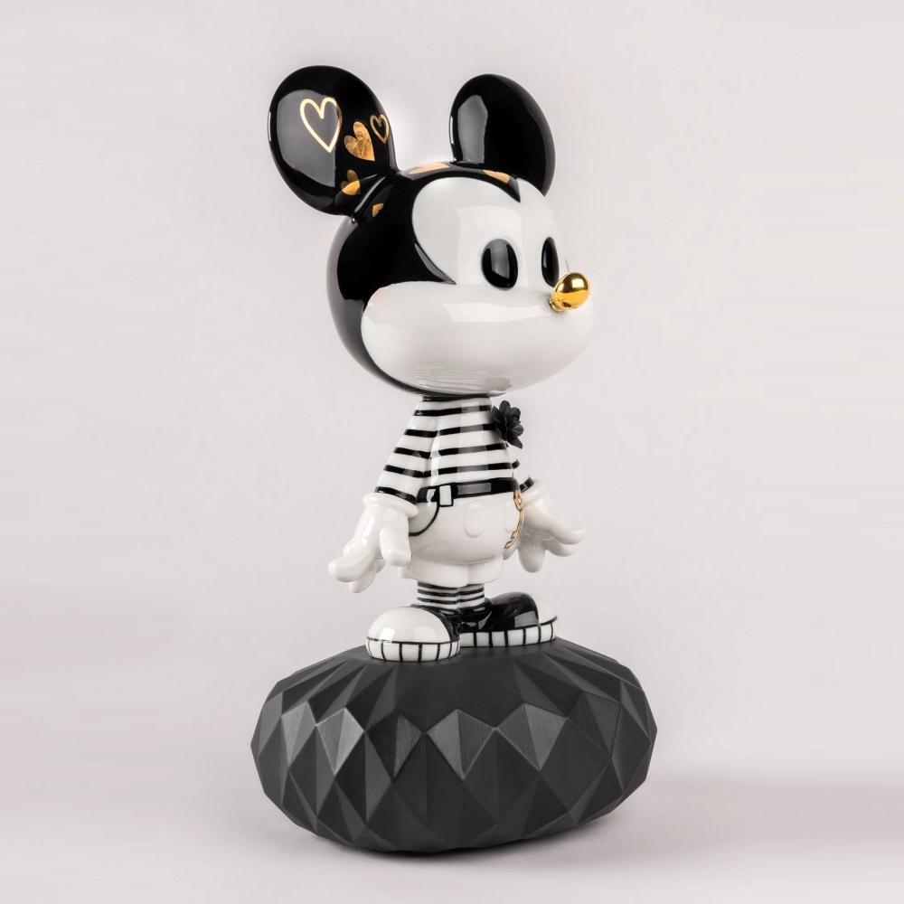 Lladrò Mickey Black and White Porcelain Sculpture