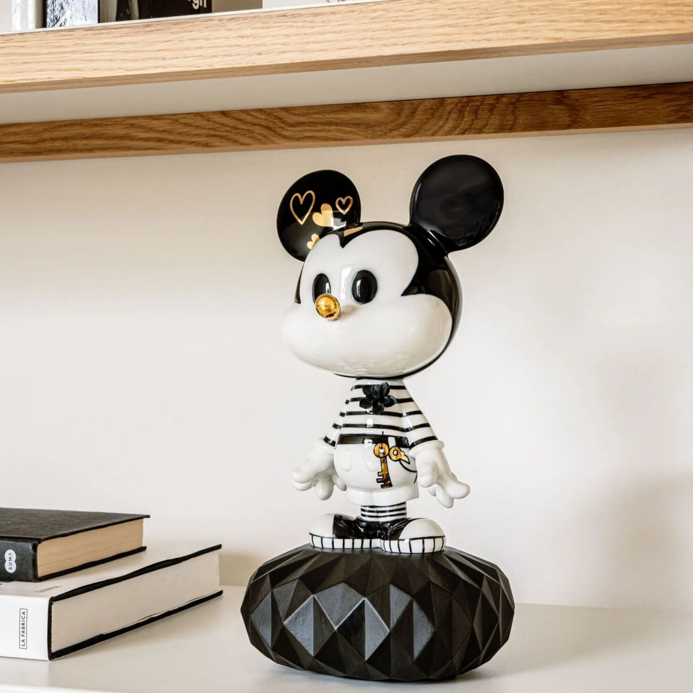 Lladrò Mickey Black and White Porcelain Sculpture