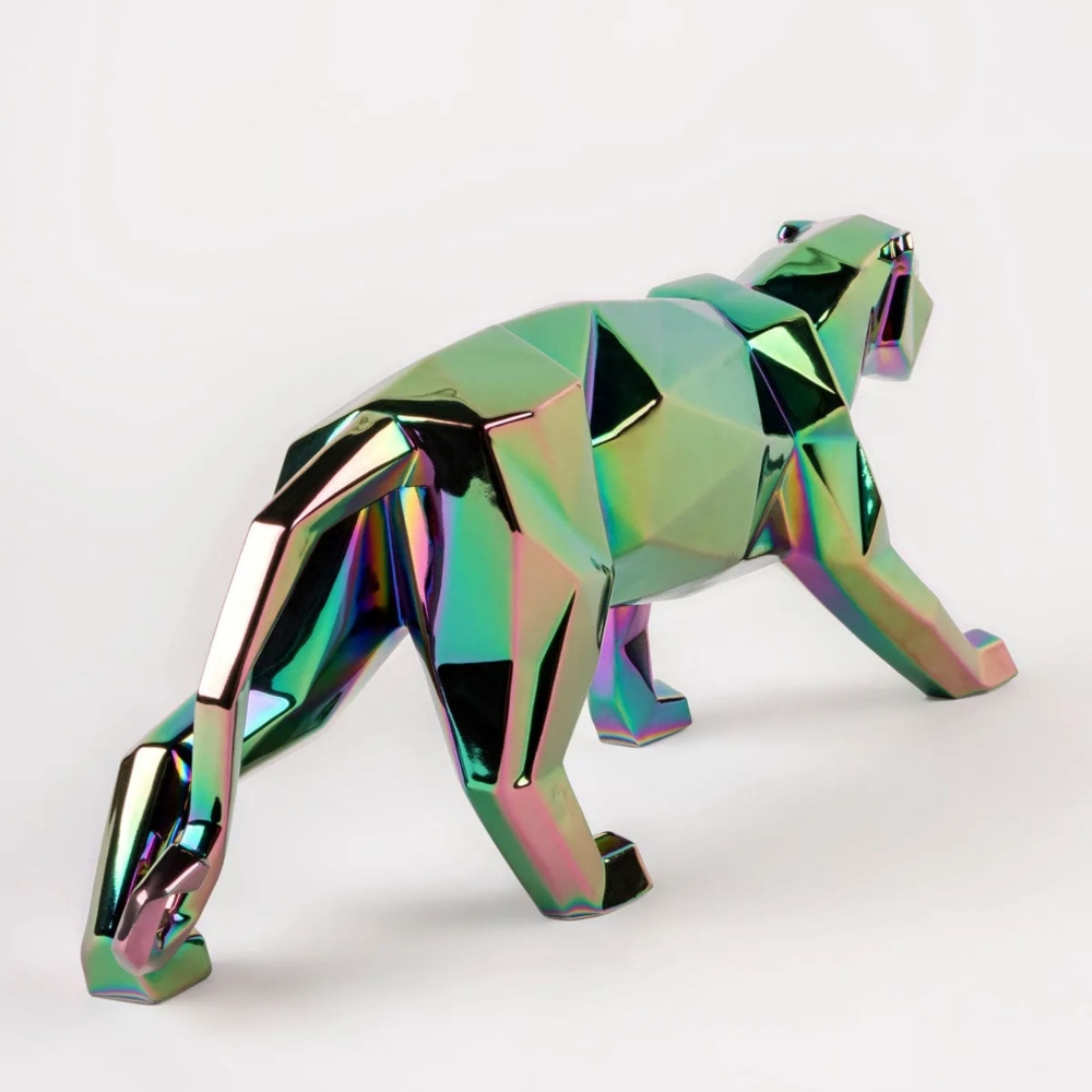Lladrò Iridescent Panther Porcelain Sculpture