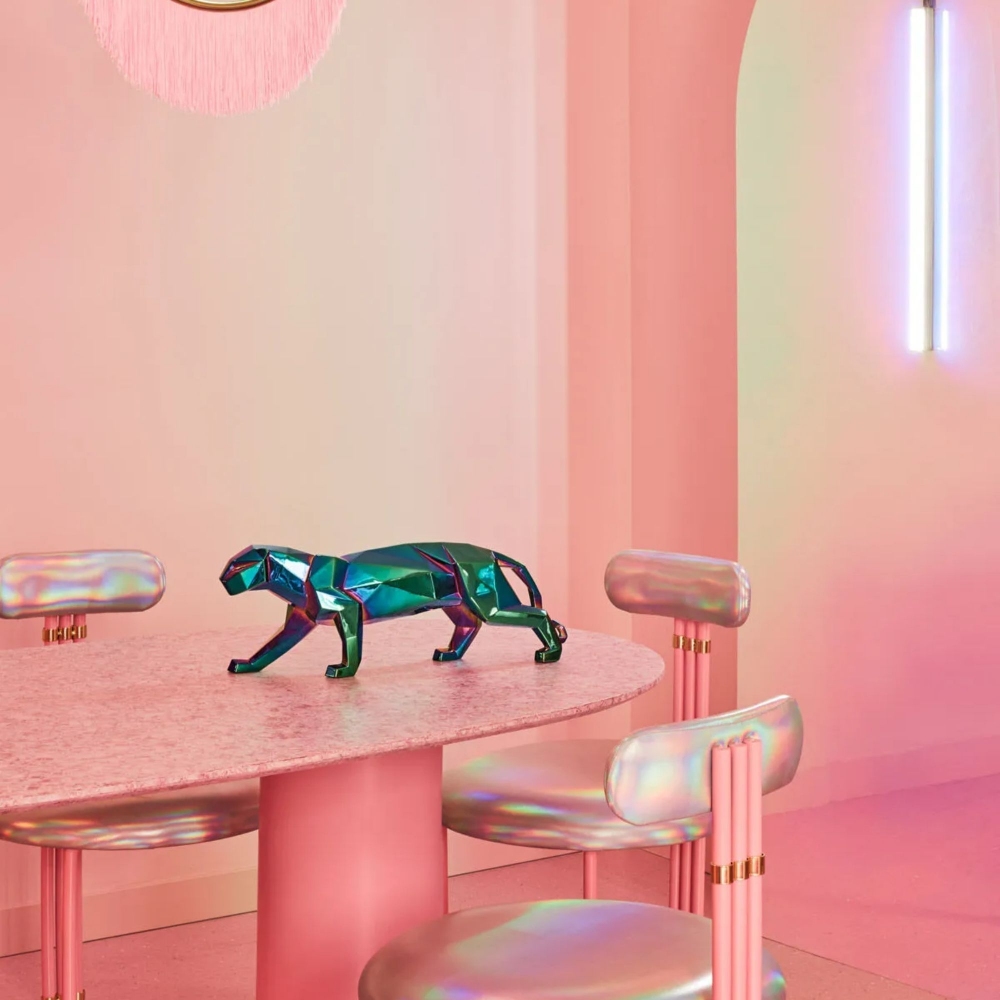 Lladrò Iridescent Panther Porcelain Sculpture