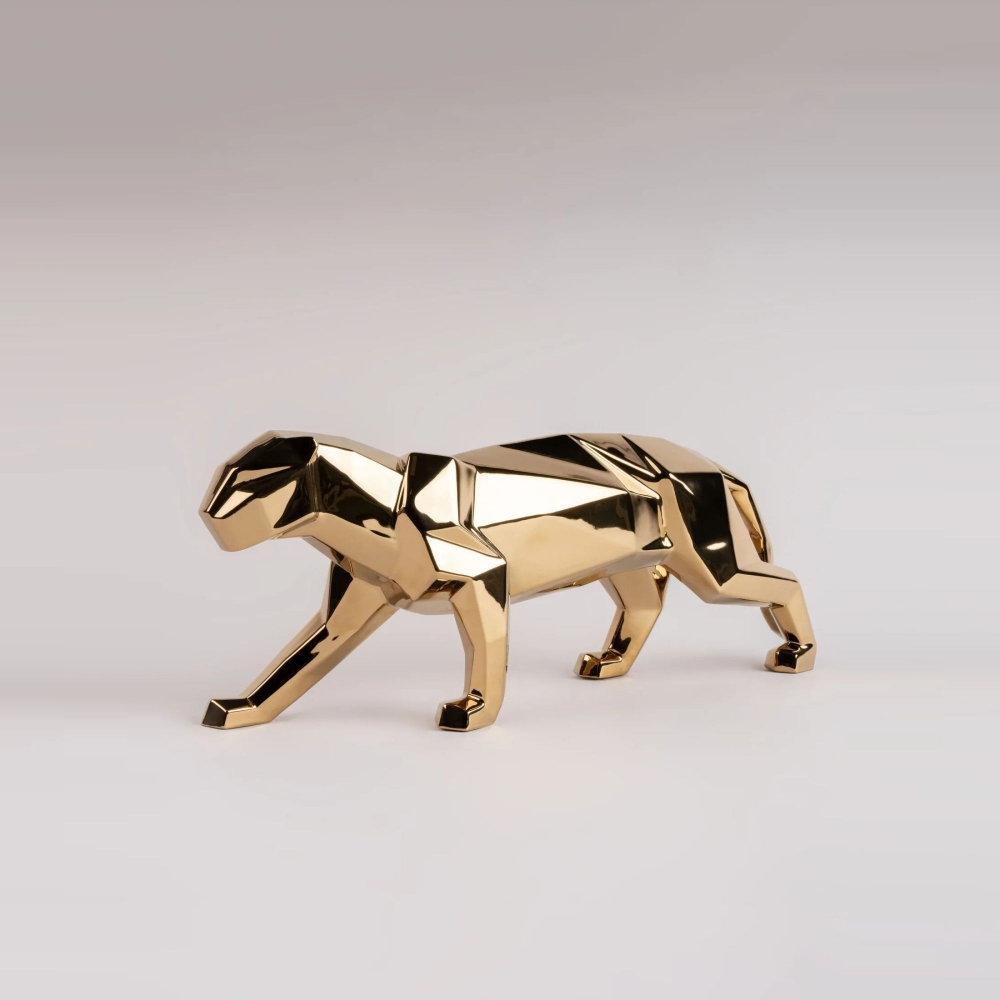 Lladrò Gold Panther porcelain sculpture