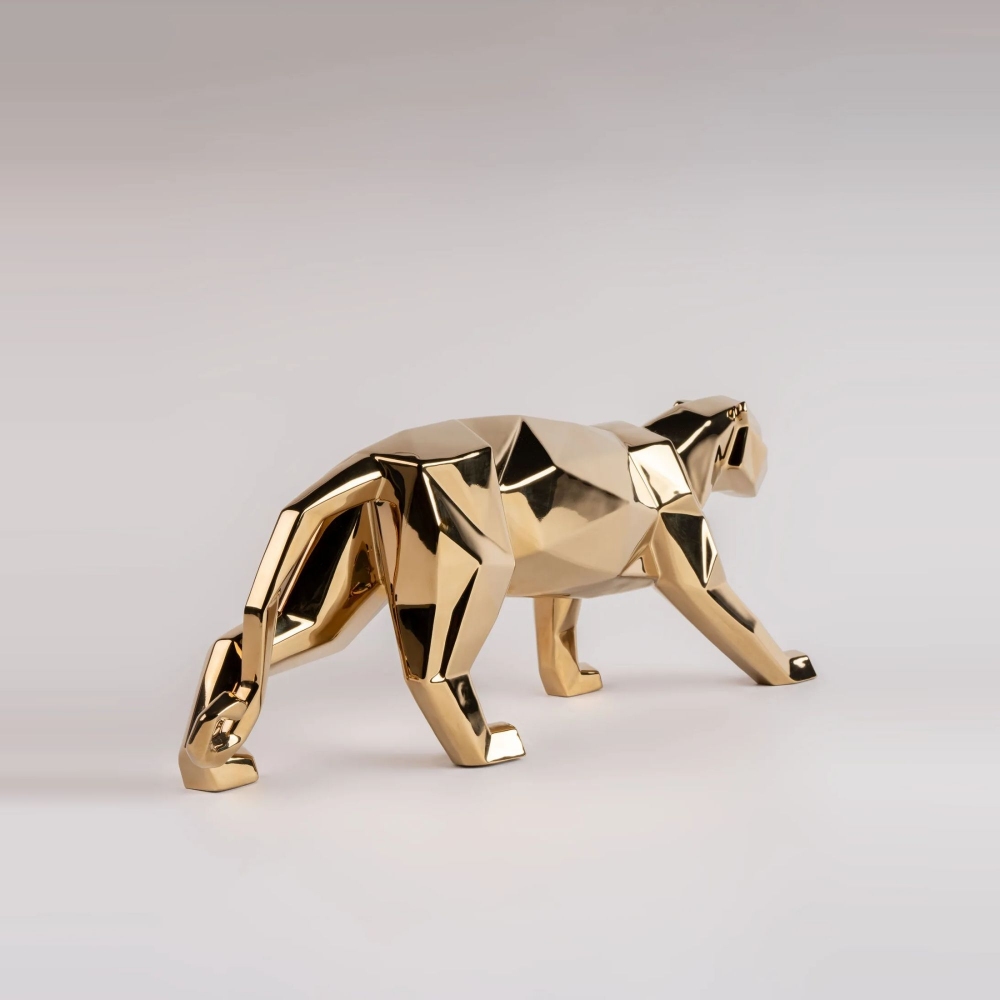 Lladrò Gold Panther porcelain sculpture