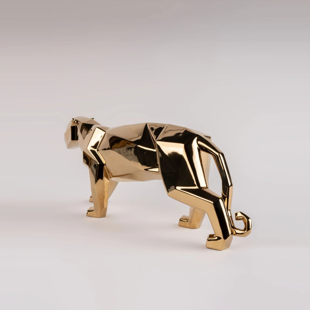Lladrò Gold Panther porcelain sculpture