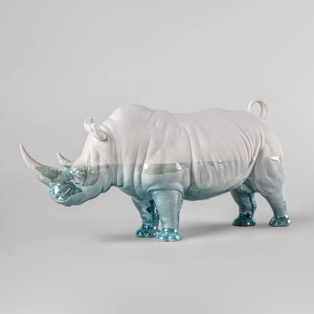 Lladrò Rhinoceros Underwater Porcelain Sculpture