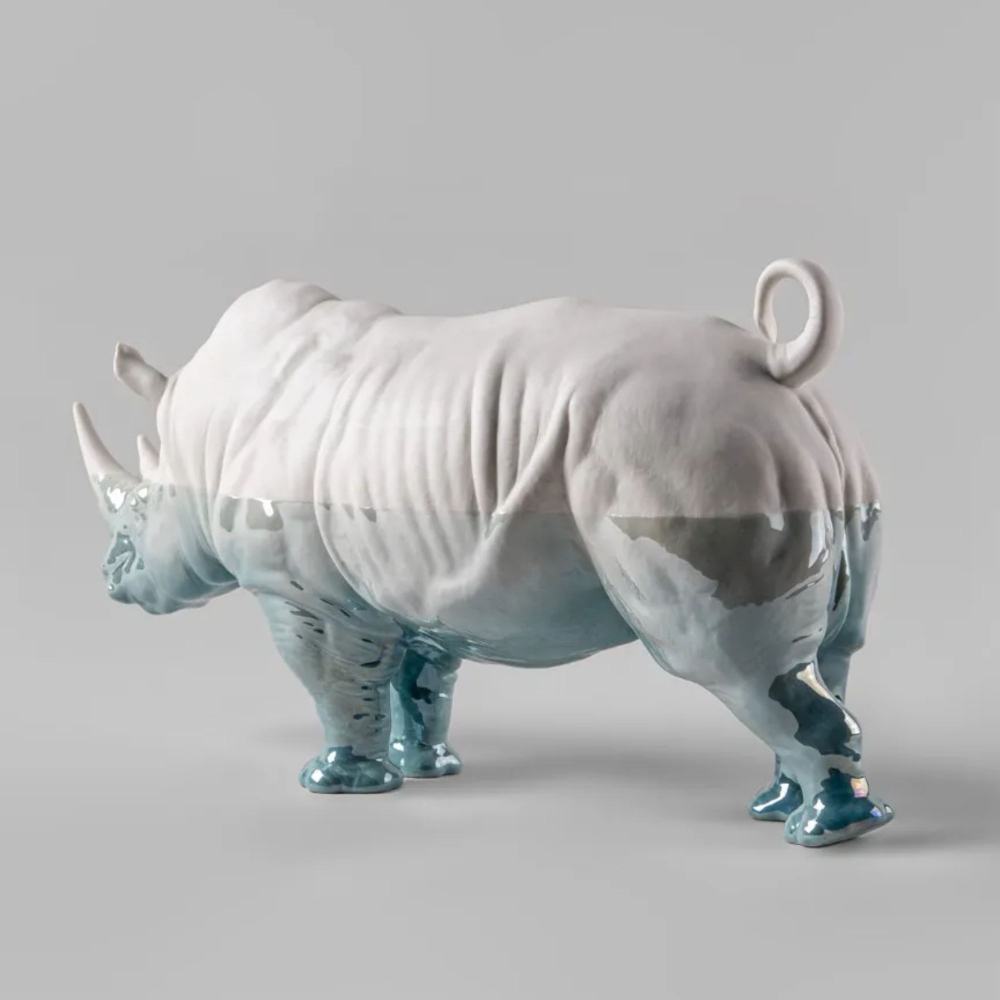Lladrò Rhinoceros Underwater Porcelain Sculpture