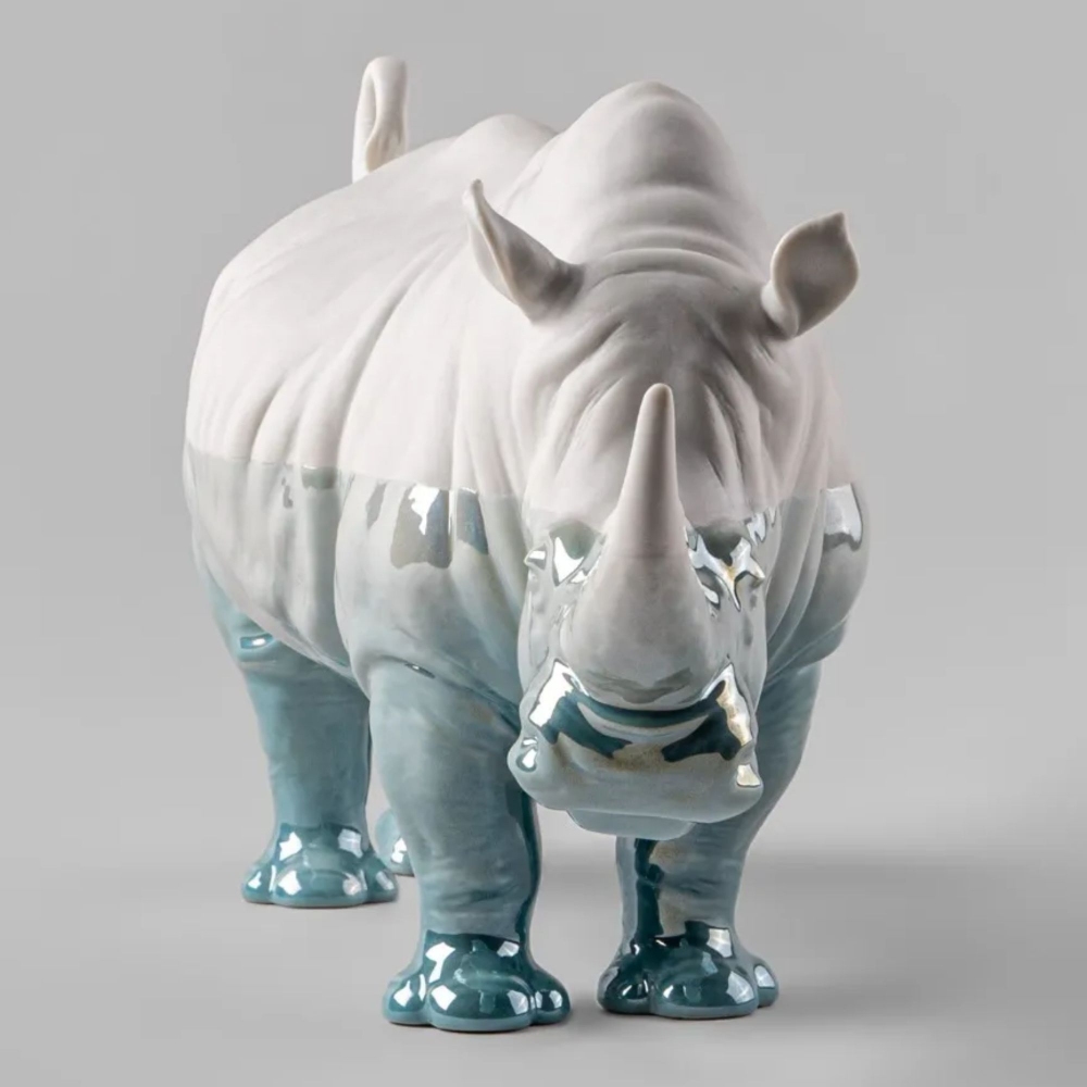 Lladrò Rhinoceros Underwater Porcelain Sculpture