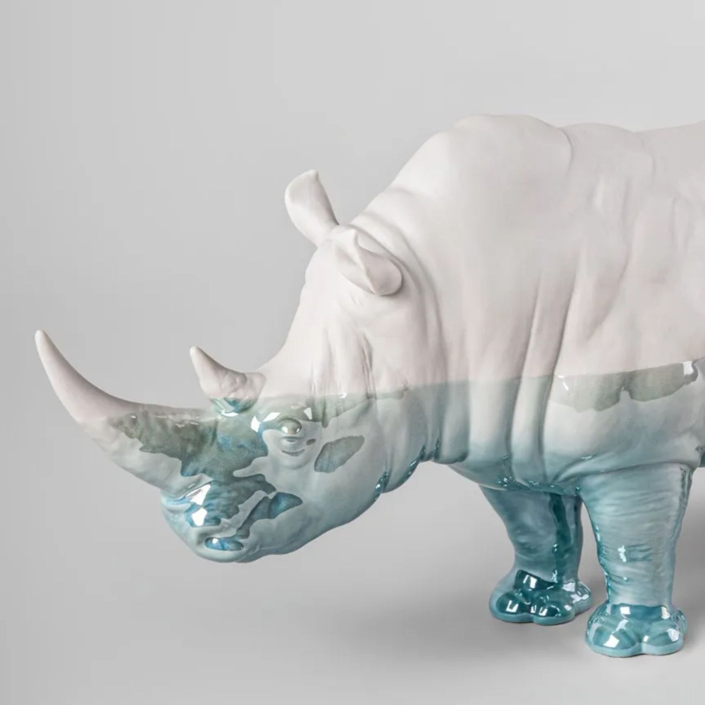 Lladrò Rhinoceros Underwater Porcelain Sculpture
