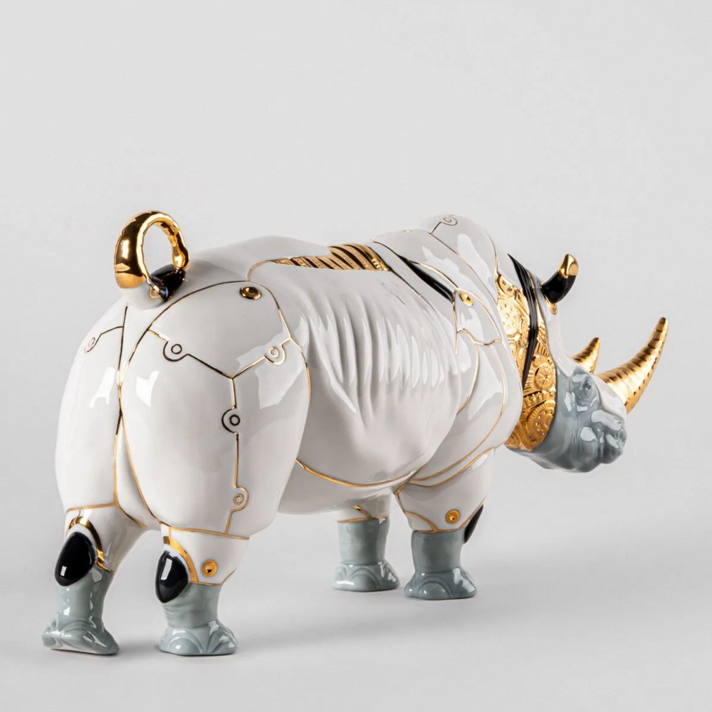 Lladrò Cyborg Rhinoceros Porcelain Sculpture
