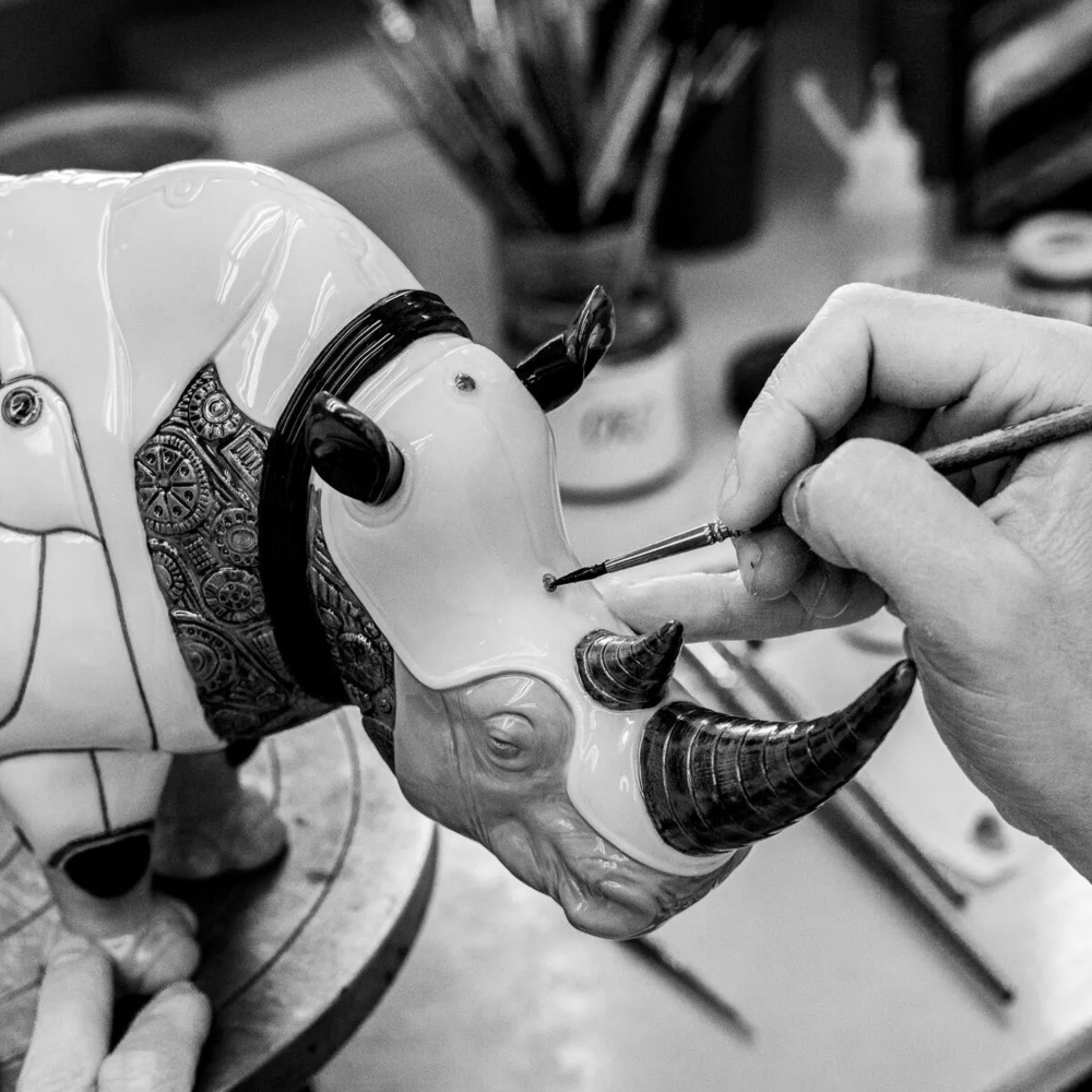 Lladrò Cyborg Rhinoceros Porcelain Sculpture