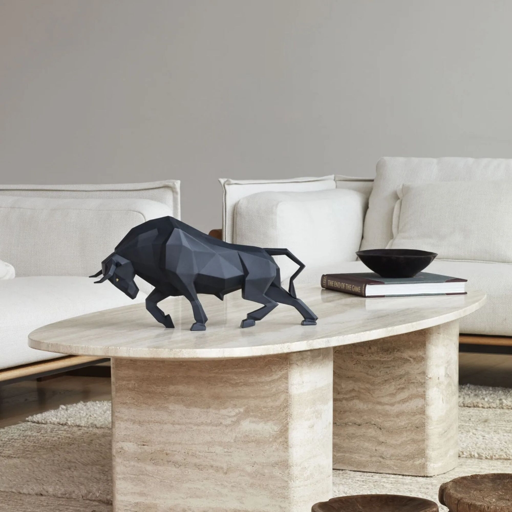 Lladrò Matte Black Bull Porcelain Sculpture