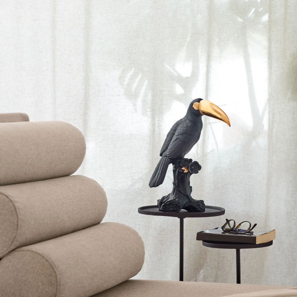 Lladrò Black-Gold Toucan Porcelain Sculpture - Limited Edition