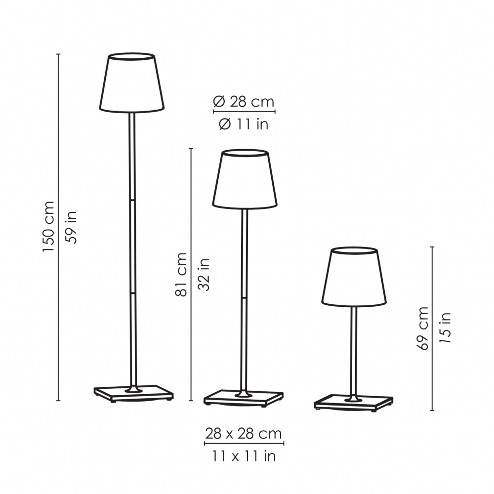 Zafferano Lampada da terra Poldina Pro XXL Led ricaricabile Grigio Scuro (SECONDA SCELTA)