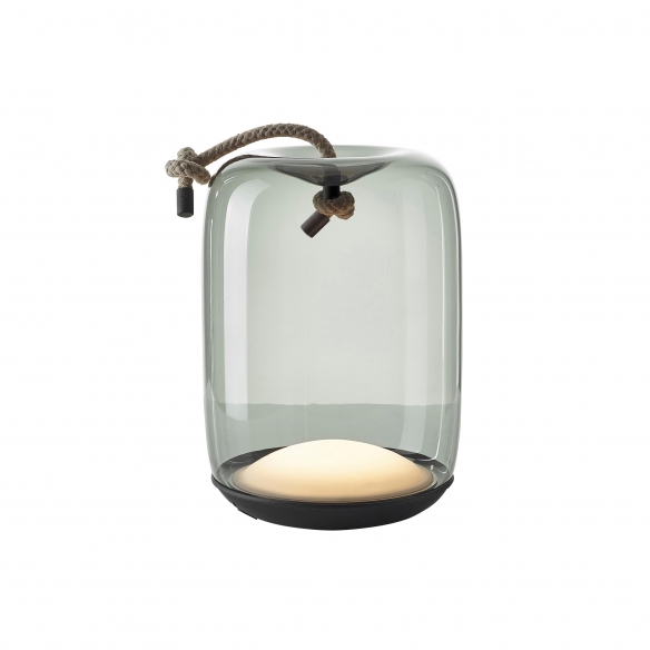 Quick Ship - Brokis Knot Cilindro Battery PC1249 rechargeable table lamp - Smoke Grey