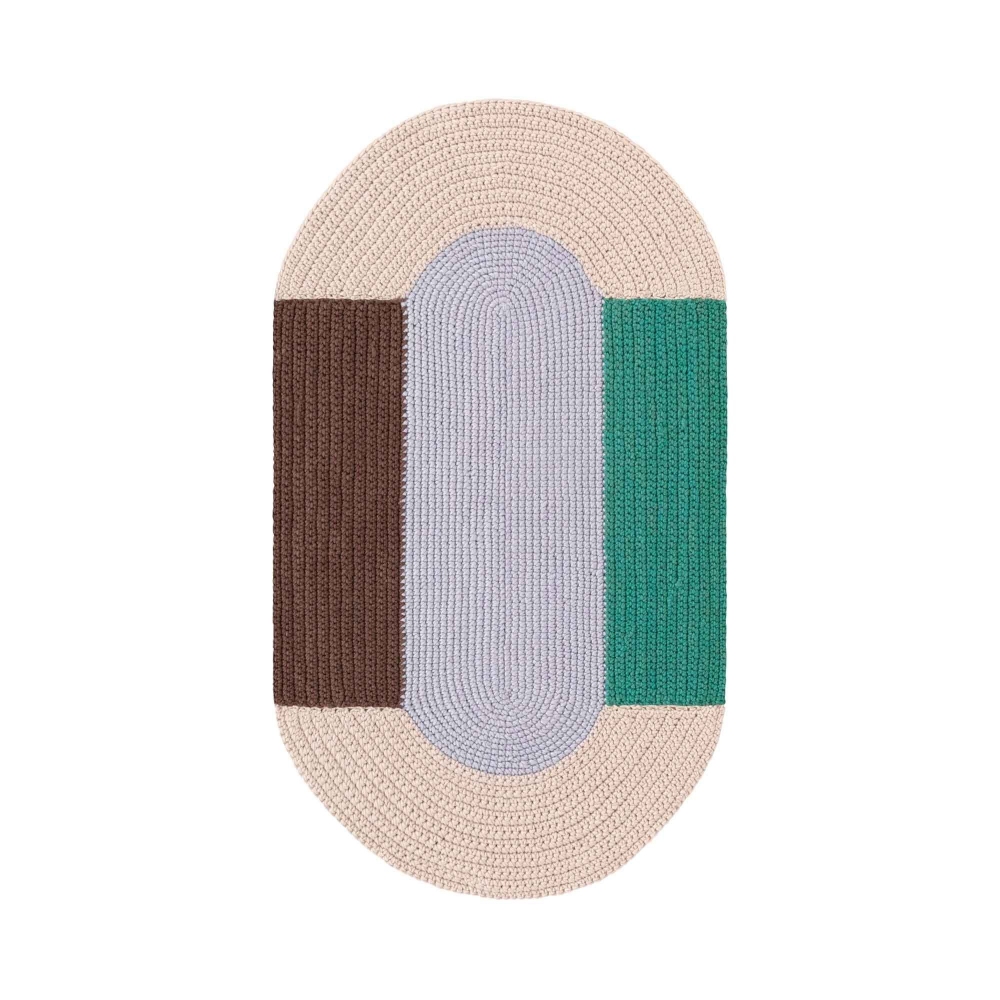 Quick Ship - Gan Crochet Mono rug cm. 180x100 Blue