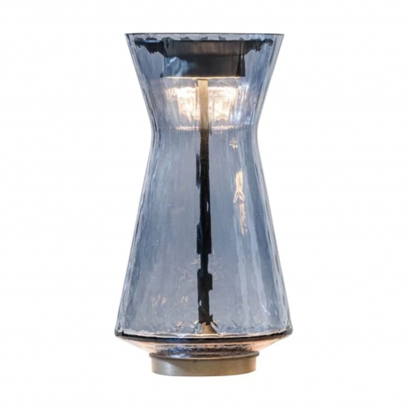 Quick Ship - Venini Tiara Luce Table Lamp h 34 cm Grape-Metal Blue Smoke