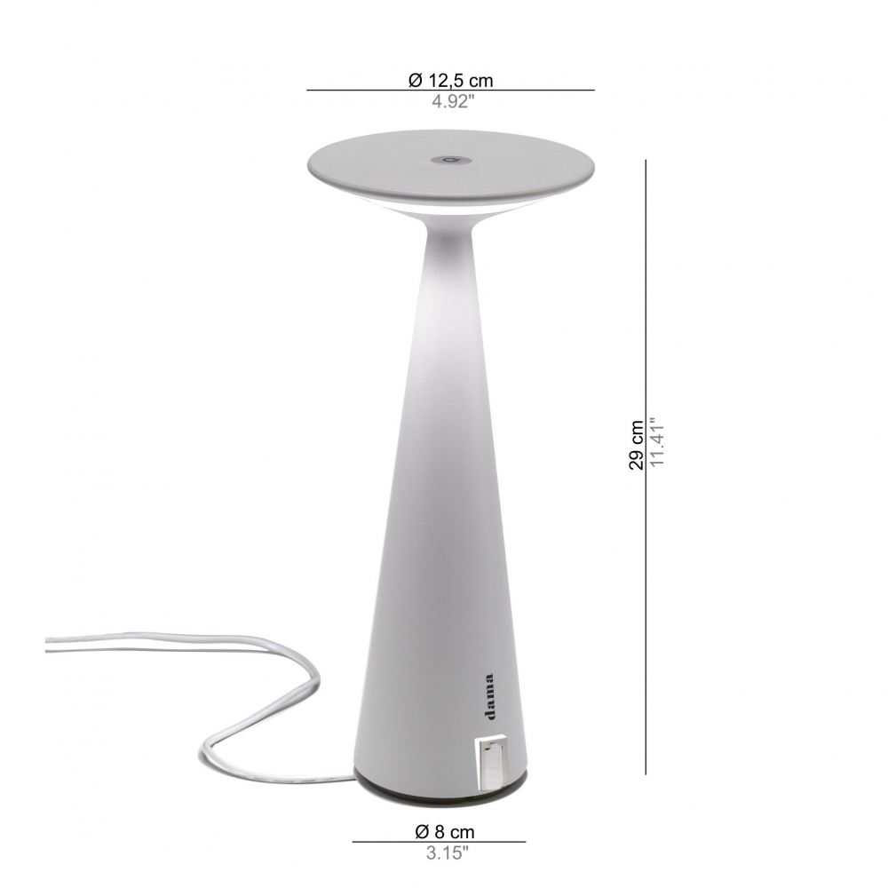Pronta Consegna - Zafferano Lampada da tavolo Dama Pro USB Led ricaricabile Bianco