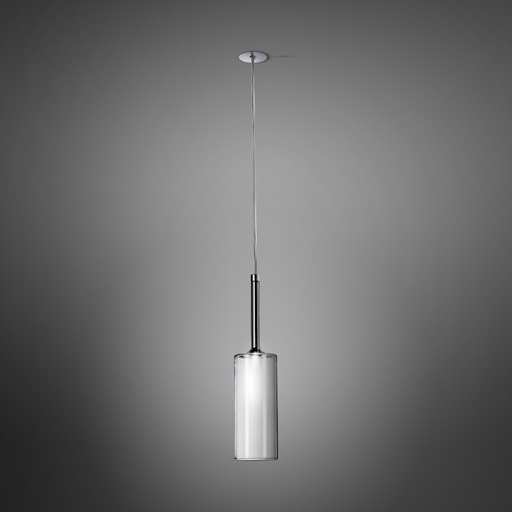 Quick Ship - Axolight Spillray suspension lamp with wall recess diam. 8 cm Crystal