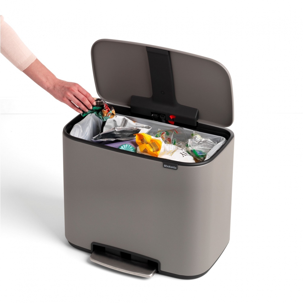 Quick Ship - Brabantia Bo pedal bin 36L Mineral Concrete Grey