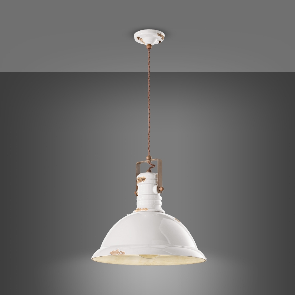Ferroluce Lampada a sospensione C1690 Vintage Bianco