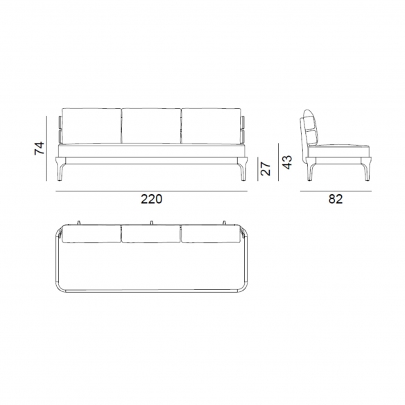 Gervasoni Mediterraneo 04 3-seater Outdoor Sofa