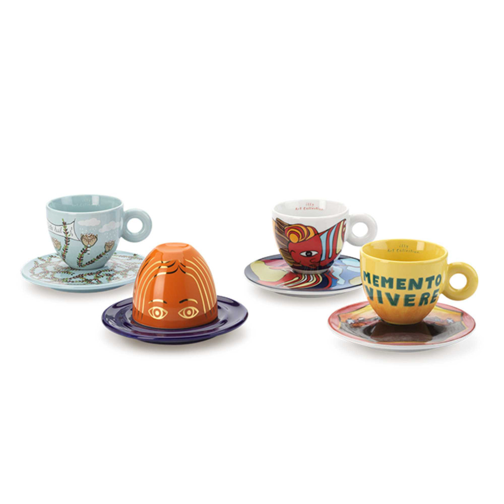 4 tazze cappuccino Illy Art Collection Biennale 2026 - Maher, Werewere, Petersen e Rahman
