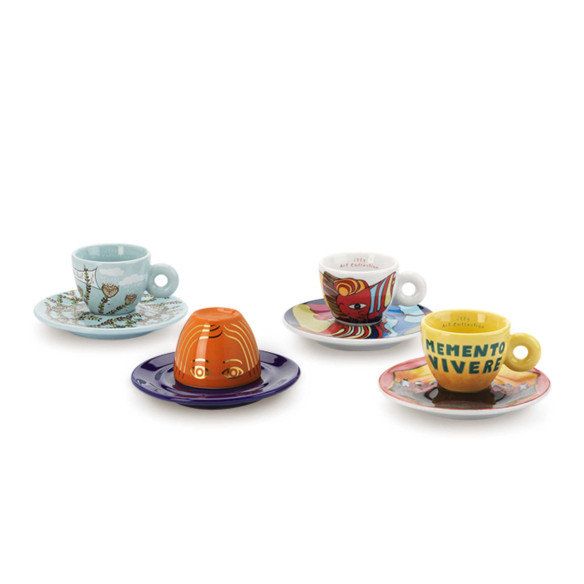 4 tazzine espresso Illy Art Collection Biennale 2026 - Maher, Werewere, Petersen e Rahman